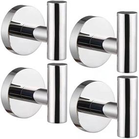 img 4 attached to WALLERRY 4 Pack Polished Chrome Towel Hooks, Coat Hook Robe Towel Hook Bathroom Cabinet Closet Sponges Hook SUS 304 Stainless Steel Wall Hook for Bath Kitchen Bedroom Garage - Heavy Duty Wall Mounted Hooks