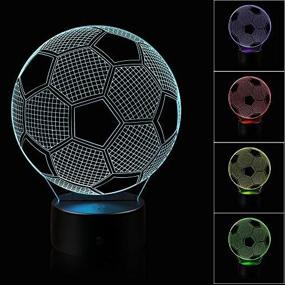 img 3 attached to AZALCO 3D Illusion Soccer Night Light Lamp - 16 Color Change, Touch Control, Black Base, AA Battery Powered with Remote Control - Christmas Xmas Gift