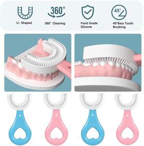 img 3 attached to 👶 4-Piece Kids U-Shaped Toothbrush Set | Manual Training Toothbrush with Soft Silicone Brush Head | 360° Oral Teeth Cleaning Design | Food Grade | For Toddlers and Children (Ages 2-6)