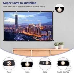 img 3 attached to 🎥 100 Inch Projector Screen, HD 16:9 4K Outdoor Movie Screen - Foldable, Anti-Crease, Portable Video Projection Screen - Double Sided for Home Theater, Indoor Meetings, Backyard and Public Display