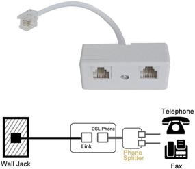 img 2 attached to 📞 Enhance Your Landline Communication with SINCODA 2-Pack 6ft Telephone Cord Kit - Includes Extension Cord and 2-Way RJ11 Adapter