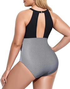 img 1 attached to Swimsuits Swimwear V Neckline Ruched Monokini Women's Clothing and Swimsuits & Cover Ups