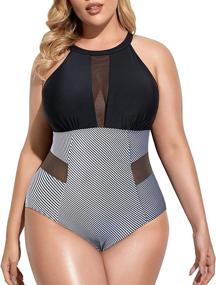 img 4 attached to Swimsuits Swimwear V Neckline Ruched Monokini Women's Clothing and Swimsuits & Cover Ups