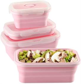 img 4 attached to 🍱 Keweis Collapsible Silicone Lunch Box with Lids – Microwave, Freezer & Dishwasher Safe Food Storage Container for Kids