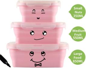 img 1 attached to 🍱 Keweis Collapsible Silicone Lunch Box with Lids – Microwave, Freezer & Dishwasher Safe Food Storage Container for Kids