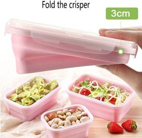 img 2 attached to 🍱 Keweis Collapsible Silicone Lunch Box with Lids – Microwave, Freezer & Dishwasher Safe Food Storage Container for Kids