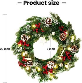 img 2 attached to Hayysy 20-inch LED Artificial Christmas Wreath: Festive Front Door Decor with Lights for Christmas House, Farmhouse Wall & Outdoor Porch