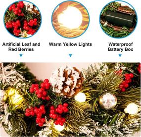 img 3 attached to Hayysy 20-inch LED Artificial Christmas Wreath: Festive Front Door Decor with Lights for Christmas House, Farmhouse Wall & Outdoor Porch