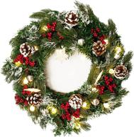 hayysy 20-inch led artificial christmas wreath: festive front door decor with lights for christmas house, farmhouse wall & outdoor porch логотип