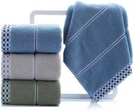 🛀 layyun 100% cotton bathroom hand towel sets - super soft & highly absorbent face towels for everyday use, home, camping, gym - 3 pack (14in x 29in) in blue, green, and gray logo