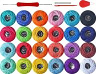 полный набор для вязания крючком "полный набор радужных нитей для вязания крючком: 24 шариков пряжи для крючков размером 8, 100% хлопковая пряжа для начинающих со встроенным набором крючков и аксессуарами логотип