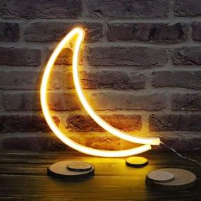 img 3 attached to LED Moon Neon Signs: Crescent Night Lights USB/Battery Operated Hanging Lamp