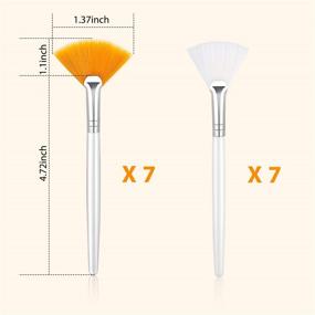 img 3 attached to 🖌️ 14-Piece Soft Fan Brushes Set: Facial Applicators for Mud Cream & Acid, Ideal Cosmetic Makeup Tools in White/Brown (5.82 Inches)