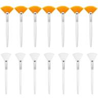 🖌️ 14-piece soft fan brushes set: facial applicators for mud cream & acid, ideal cosmetic makeup tools in white/brown (5.82 inches) logo