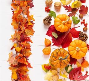 img 1 attached to 🍁 KASZOO 2-Pack Artificial Fall Foliage Garland, 5.8ft/Piece, Autumn Decor for Home, Wedding, Christmas Party - Maple Theme