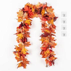 img 4 attached to 🍁 KASZOO 2-Pack Artificial Fall Foliage Garland, 5.8ft/Piece, Autumn Decor for Home, Wedding, Christmas Party - Maple Theme