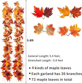 img 2 attached to 🍁 KASZOO 2-Pack Artificial Fall Foliage Garland, 5.8ft/Piece, Autumn Decor for Home, Wedding, Christmas Party - Maple Theme