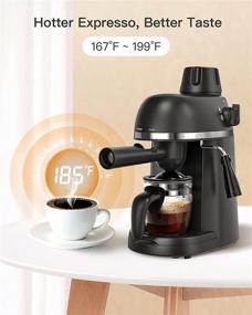 img 1 attached to ☕ Compact 1-4 Cup Espresso Coffee Machine with Milk Frother - Perfect for Cappuccinos and Lattes, Includes Carafe, Works with Ground Espresso and Fine Coffee