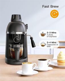 img 2 attached to ☕ Compact 1-4 Cup Espresso Coffee Machine with Milk Frother - Perfect for Cappuccinos and Lattes, Includes Carafe, Works with Ground Espresso and Fine Coffee