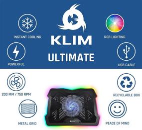 img 1 attached to 💻 KLIM Ultimate RGB Laptop Cooling Pad with LED Rim | Gaming Laptop Cooler | USB Powered Fan | Stable & Silent Laptop Stand | Compatible up to 17" | PC Mac PS4 Xbox One | New 2021
