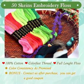 img 1 attached to 🌈 Rainbow Color Embroidery Floss Pack with 50 Skeins - Ideal for Cross Stitch, Friendship Bracelets, Crafts and More