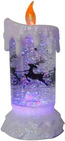 img 1 attached to 🕯️ Captivating LED Glitter Flameless Candle with Spinning Santa Claus and Reindeer Design - Colorful Patterns and RGB Color Change