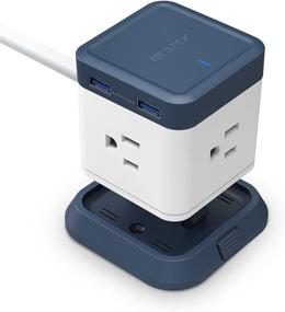 img 4 attached to BESTEK Table Mountable Power Strip Cube Charging Station With 3-Outlet And 4 USB Plug Strip With Detachable Base