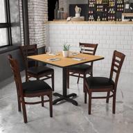 🪑 высококлассное ресторанное кресло flash furniture hercules series с деревянной спинкой в виде лестницы и вишневым оттенком с комфортабельным черным виниловым сиденьем логотип