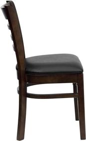 img 1 attached to 🪑 Высококлассное ресторанное кресло Flash Furniture HERCULES Series с деревянной спинкой в виде лестницы и вишневым оттенком с комфортабельным черным виниловым сиденьем
