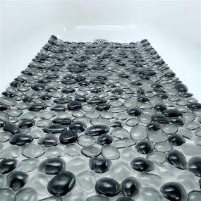 img 2 attached to 🛁 Dark Gray Extra Long Pebble Bath Mat by SlipX Solutions: A Slip-Resistant and Comfortable Foot Massage Mat (Resembles River Rock, 188 Suction Cups, Machine Washable)