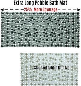 img 3 attached to 🛁 Dark Gray Extra Long Pebble Bath Mat by SlipX Solutions: A Slip-Resistant and Comfortable Foot Massage Mat (Resembles River Rock, 188 Suction Cups, Machine Washable)