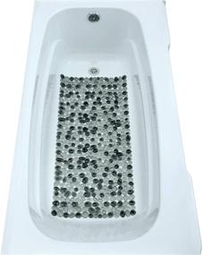 img 1 attached to 🛁 Dark Gray Extra Long Pebble Bath Mat by SlipX Solutions: A Slip-Resistant and Comfortable Foot Massage Mat (Resembles River Rock, 188 Suction Cups, Machine Washable)