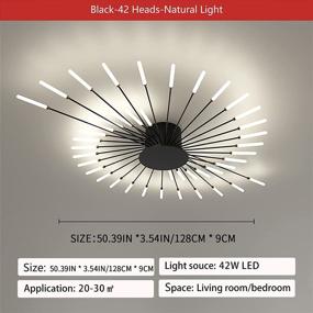 img 3 attached to 🌼 Modern Flush Mount Ceiling Lamp: DZZIT Easy-to-Install Acrylic Chandelier for Children's Room, Bedroom, and Living Room - 4000K Neutral Flower Shape Light (Black, 42 Heads)