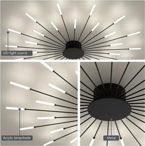 img 1 attached to 🌼 Modern Flush Mount Ceiling Lamp: DZZIT Easy-to-Install Acrylic Chandelier for Children's Room, Bedroom, and Living Room - 4000K Neutral Flower Shape Light (Black, 42 Heads)