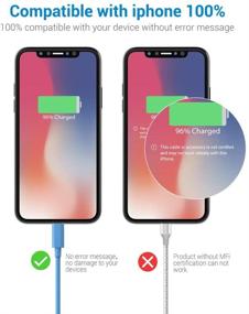 img 2 attached to ⚡ Синий кабель Lightning с сертификацией MFi - кабель для зарядки iPhone Novtech - 3 штуки, 6 футов, кабель для зарядки Lightning USB для iPhone 13 12 11 Pro XR Xs Max X 8Plus 7Plus 6S Plus 6 5S iPad и других устройств