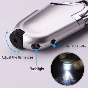 img 2 attached to 2pcs Refillable Butane Torch Lighter with 360° Flexible Neck and Flashlight - Ideal for Grill BBQ Camping - Black & Silver - Men's Gifts (Butane Gas Not Included)