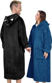 img 3 attached to KIKILIVE Wearable Blanket Hoodie: Oversized Blanket Sweatshirt with Hood Pocket and Sleeves for Women and Men - Super Warm Flannel Fleece Blanket for Adults