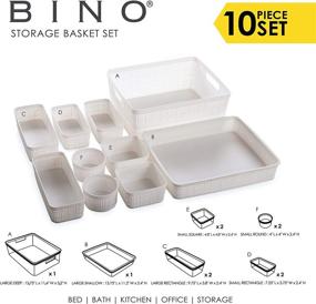 img 3 attached to 🧺 BINO 10-Piece Woven Plastic Storage Basket Set in White - Organize in Style!