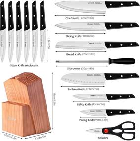 img 3 attached to 🔪 15-Piece Knife Set with Block, Including Sharpener, German Stainless Steel Blades and Serrated Steak Knives