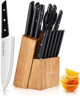 🔪 15-piece knife set with block, including sharpener, german stainless steel blades and serrated steak knives logo