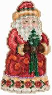 🎄 christmas santa ornament kit with glass beads | mill hill cross stitch - christmas cheer js203102 logo