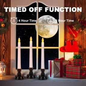 img 3 attached to Flameless Window Taper Candle Set with 6PCS Black Base - Remote Controlled, Battery Operated Flickering Tapers for Christmas Home Wedding Decor - 4H/6H Timer