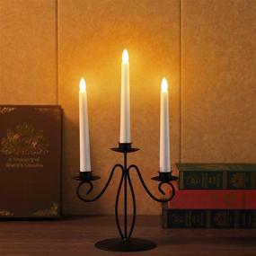 img 2 attached to Flameless Window Taper Candle Set with 6PCS Black Base - Remote Controlled, Battery Operated Flickering Tapers for Christmas Home Wedding Decor - 4H/6H Timer