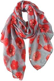 img 4 attached to GERINLY Lightweight Poppy Flower Oblong Women's Accessories for Scarves & Wraps