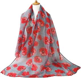 img 1 attached to GERINLY Lightweight Poppy Flower Oblong Women's Accessories for Scarves & Wraps