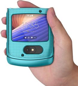 img 1 attached to 📱 Nakedcellphone Teal Mint Cyan Case with Clip for Motorola RAZR 5G Flip Phone - Slim Hard Shell Cover with Rotating Belt Holster Combo (2020)