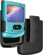 📱 nakedcellphone teal mint cyan case with clip for motorola razr 5g flip phone - slim hard shell cover with rotating belt holster combo (2020) logo