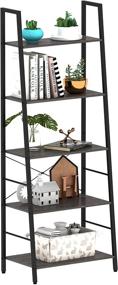 img 4 attached to 📚 Gadroad 5-Tier Bookshelf: Free Standing Ladder Shelf with Metal Frame for Home Office, Grey Oak