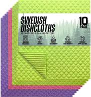 🧽 swedish dishcloths: 10-pack eco-friendly cellulose sponge cloths for kitchen - quick dry, odor-free and reusable - absorbent dish rag cloth for washing dishes - assorted colors logo