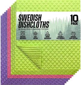 img 4 attached to 🧽 Swedish Dishcloths: 10-Pack Eco-Friendly Cellulose Sponge Cloths for Kitchen - Quick Dry, Odor-Free and Reusable - Absorbent Dish Rag Cloth for Washing Dishes - Assorted Colors